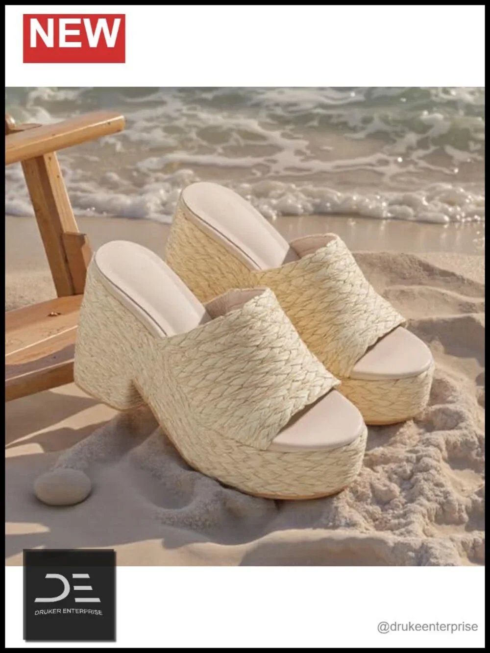 Women Espadrilles Wedge Sandals Raffia Woven Platform Slide Heels Summer Boho